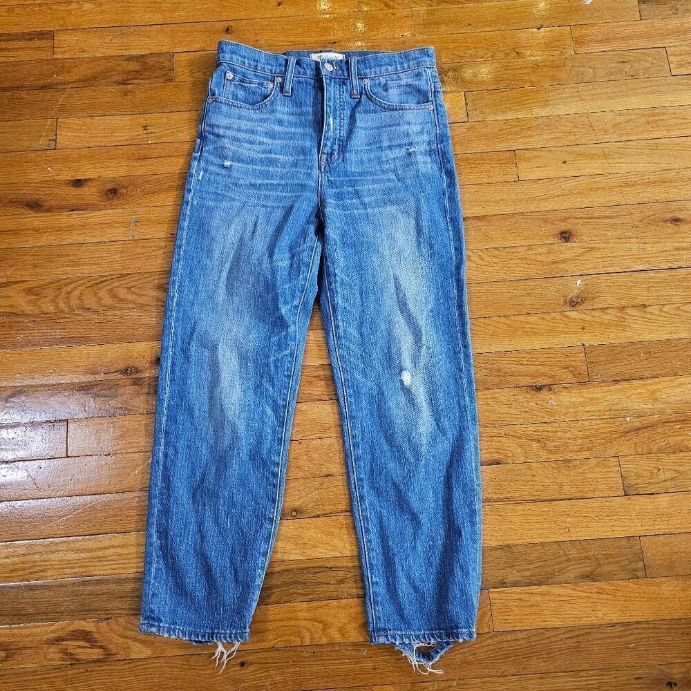 Madewell High Rise Straight Leg Jeans Size 28 Distressed Blue